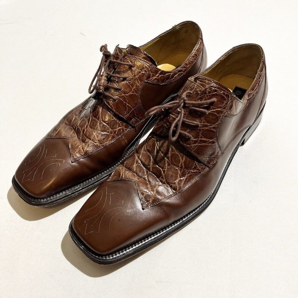 MEZLAN Leather Genuine Crocodile Alligator Loafers Shoes Boots 13 Vintage